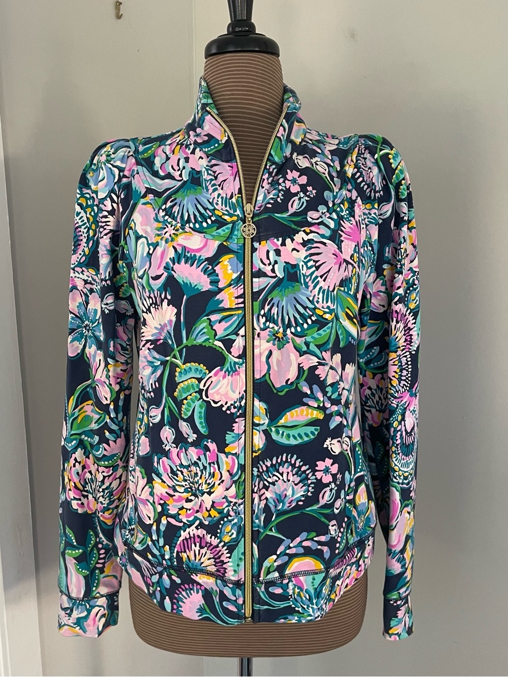 Lilly Pulitzer Floral Zip-Up Jacket in Navy, Pink & Green